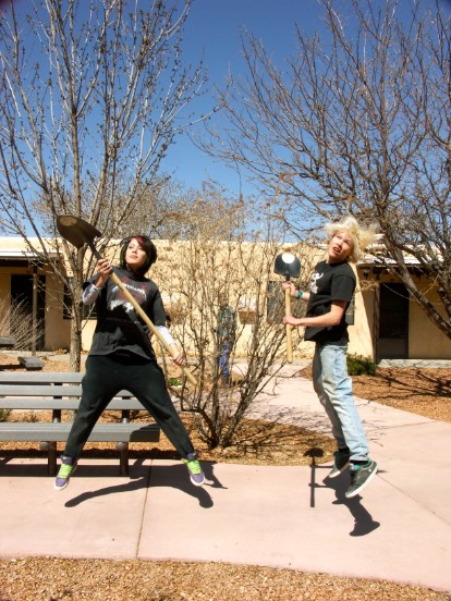 Students jumping for joy at the thought of helping beautify the Pasa Tiempo Senior Center